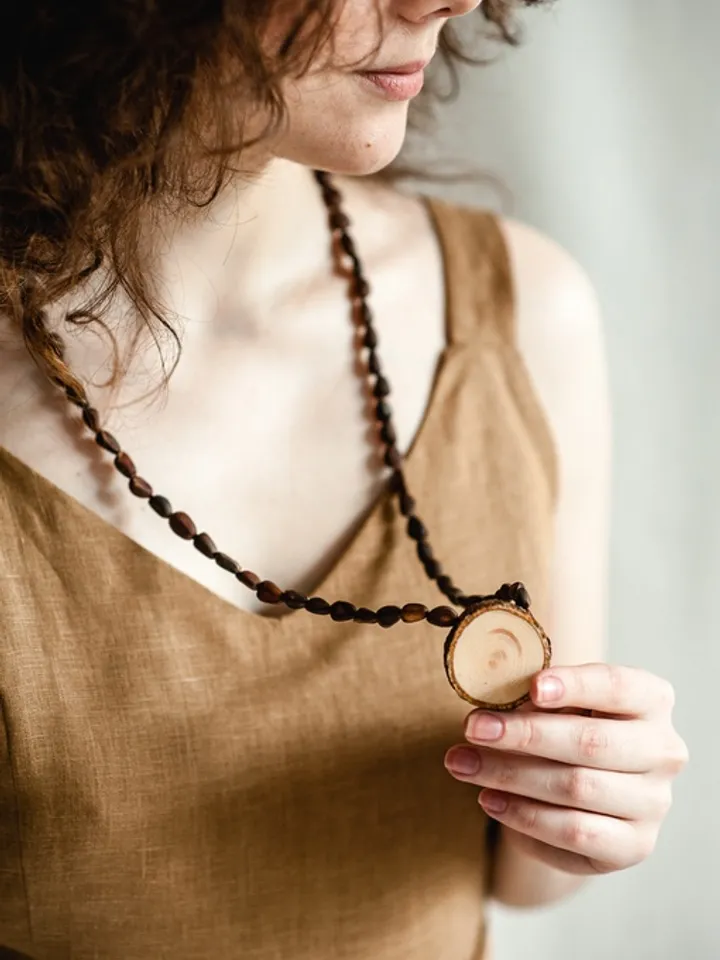 Siberian Ringing Cedars eco-friendly jewelry CEDAR BEADS WITH PENDANT