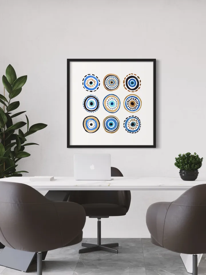 Evil Eye Print, Blue Evil Eye Nazar Poster, Evil Eye Wall Decor, Abstract Eye Drawing, Boho Eye Art Print, Turkish Evil Eye Art Poster,
