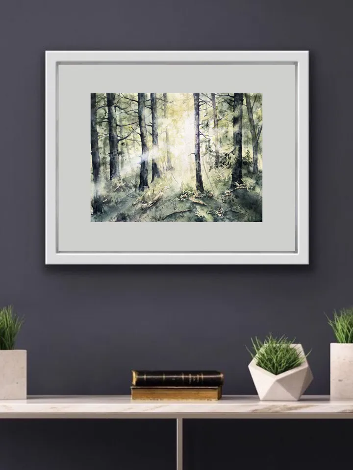 Forest Painting Original Trees Watercolor Painting Sunset Wall Art