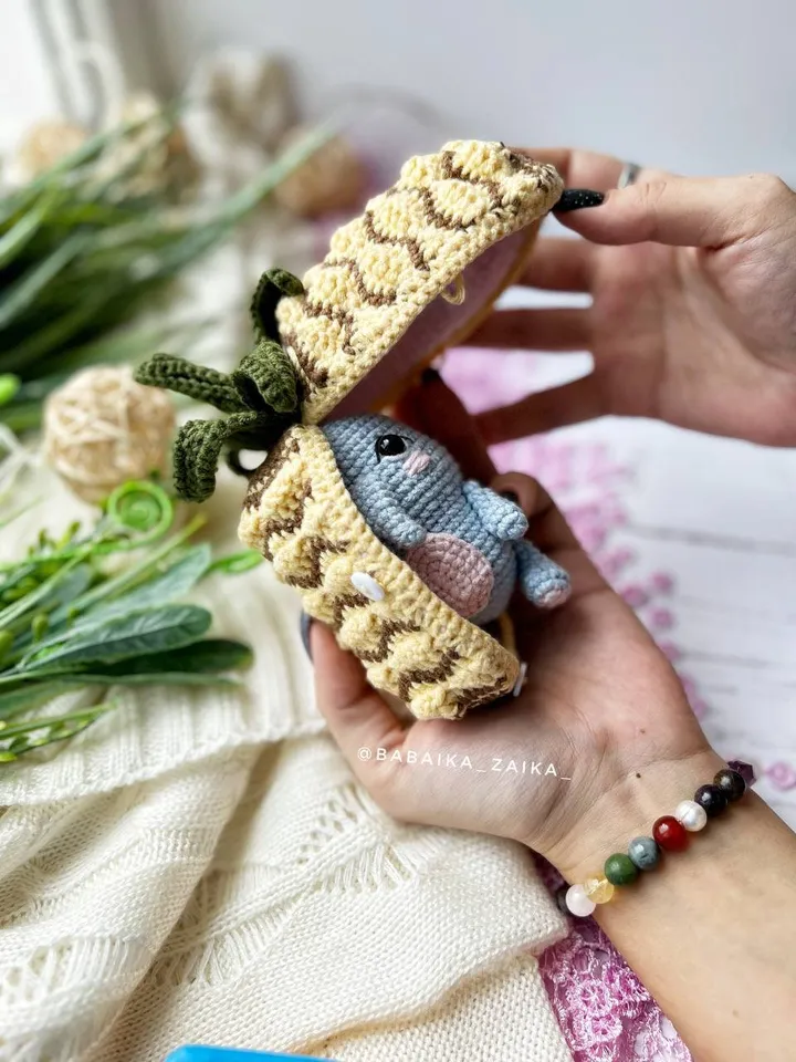 PDF Crochet Pineapple Elephant Pattern, Amigurumi Fruit Animal Tutorial, Unique Handmade Toy Design, Small Toy Eco-Friendly DIY Pattern