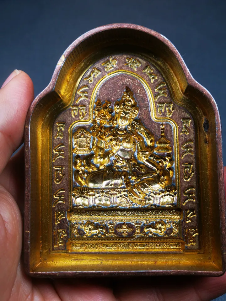 Gandhanra Handmade Tibetan Buddha Statue Tsa Tsa Mold,Green Tara with Mantra Mold,Copper Mould For Making Clay Buddha Statue,Tsha Tsha