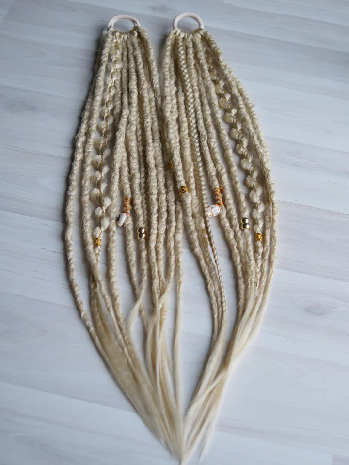 Ponytail blonde Summer Hair Synthetic Dreads on Hairband Dreadlocks Extensions Beach Hippie Boho Style Instant Extensions