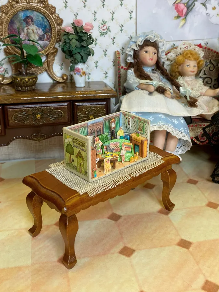 Tutorial. Mini roombox for a dollhouse. Dollhouse miniature. Miniature tutorial. Two sizes 1:12 and 1:6.