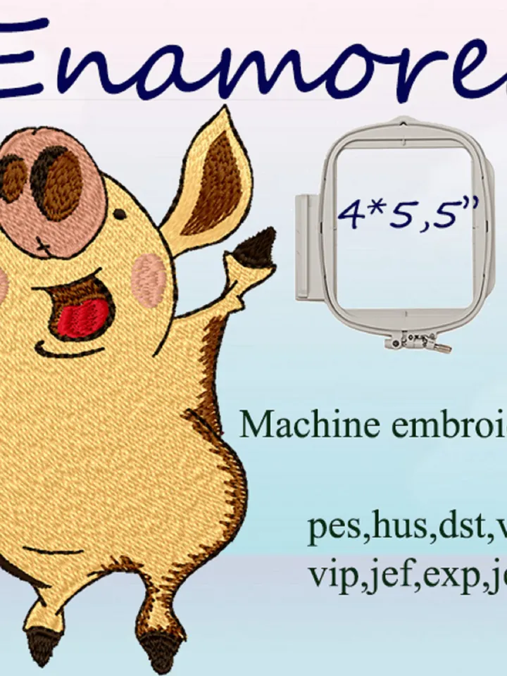 Piggy Enamored Embroidery Design DIGITAL EMBROIDERY