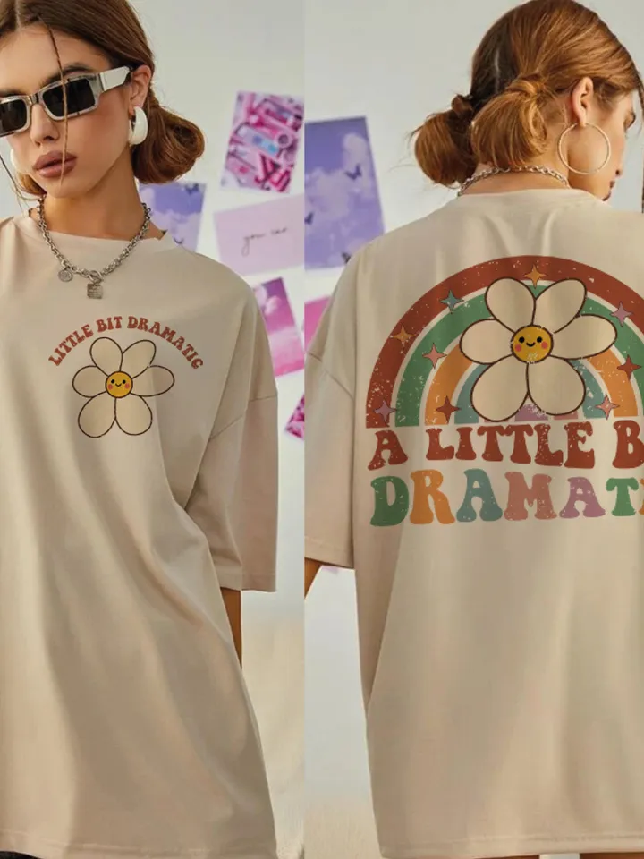 A Little Bit Dramatic PNG Sublimation, Boho Retro Shirt, Funny Hippie Design, Groovy Preppy png, trendy girls design, Digital File