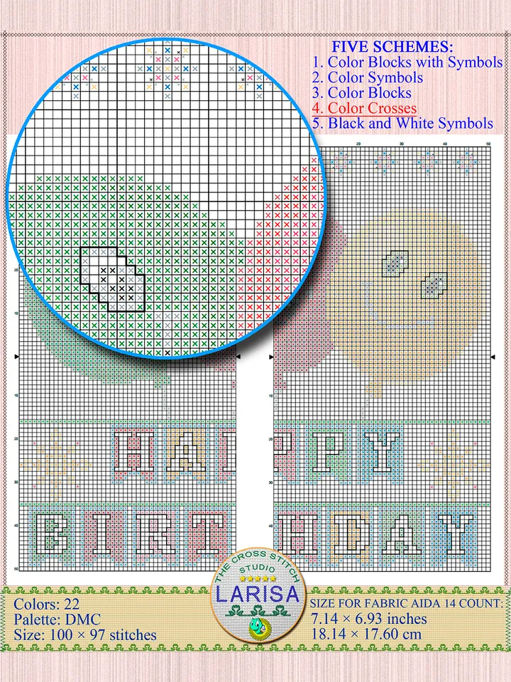 Happy Birthday Cross Stitch Pattern | Funny Birthday Balloon