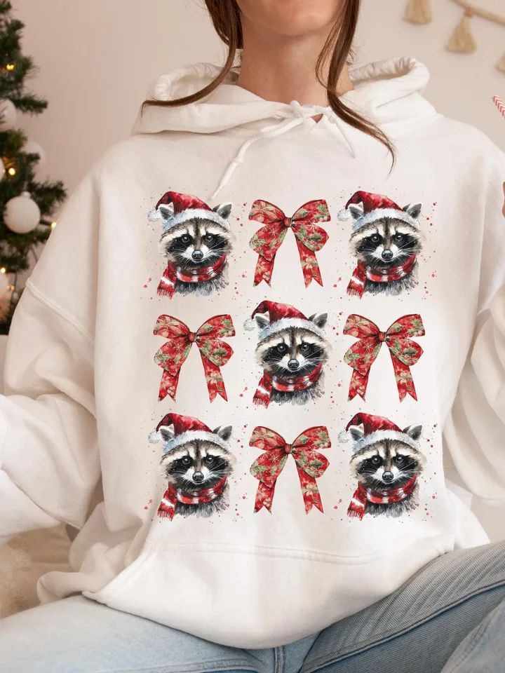 Feral Girl Christmas Png, Christmas Coquette Bow Png, Christmas Png, Feral Png, Vintage Christmas Png, Retro Christmas Png, Racoon Png