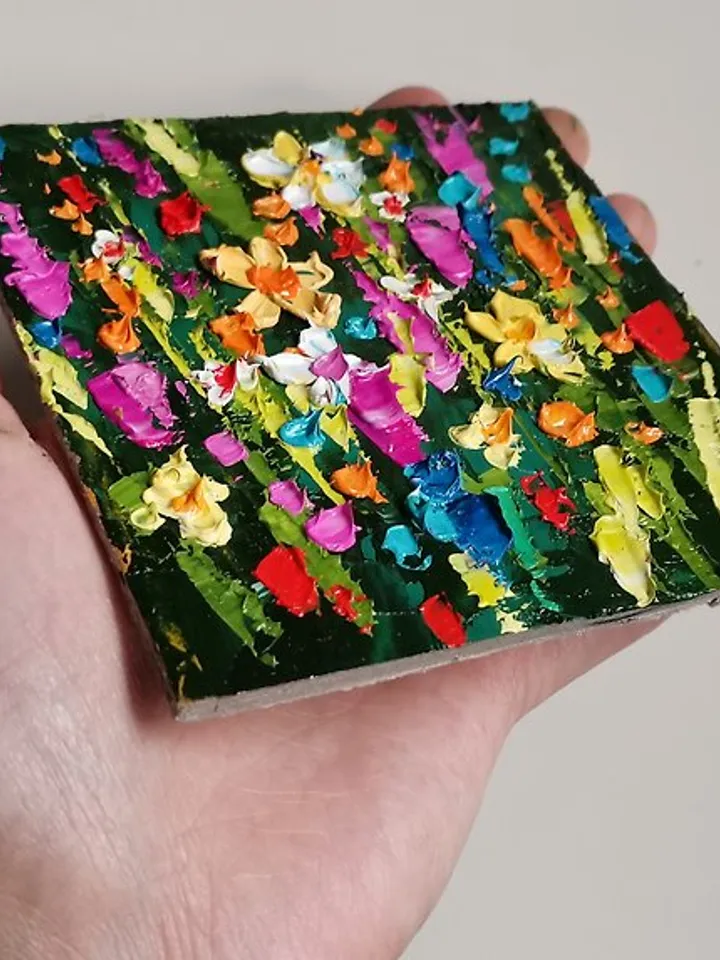 Wildflower Painting Daisy Original Art Small Impasto Oil Painting Medow Verafe