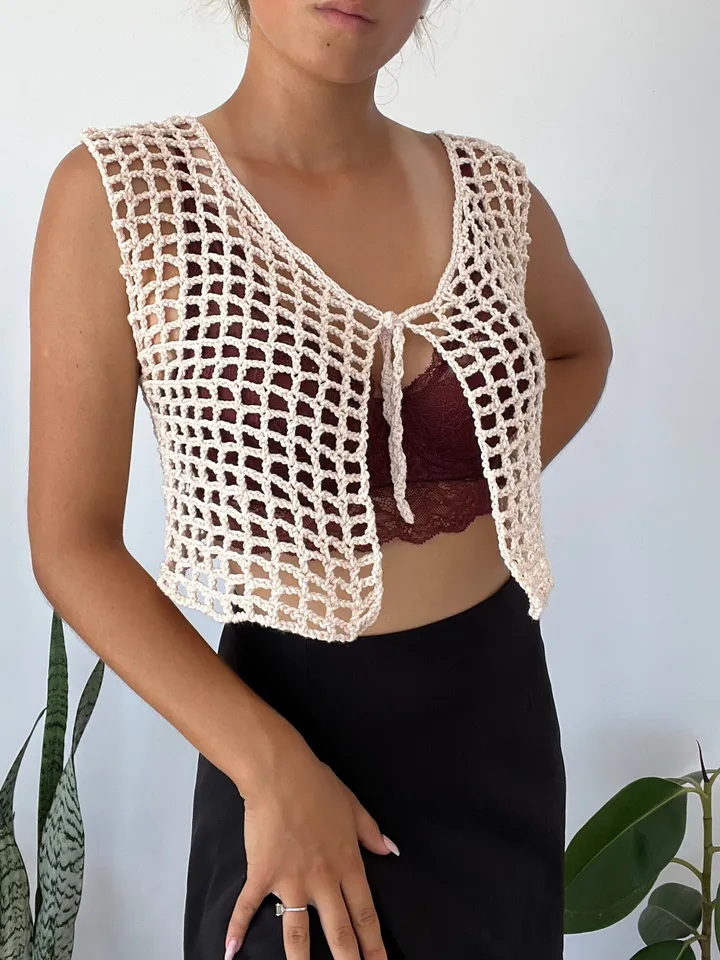 Mesh top, crochet pattern mesh top, crochet mesh vest, summer top , beginner top pattern PDF