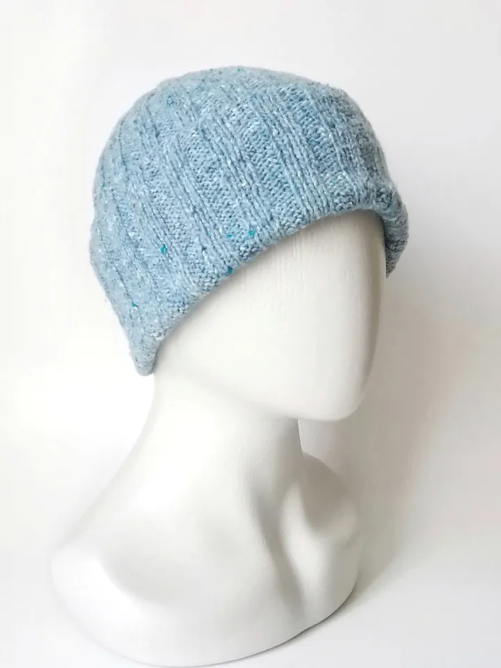 Handcrafted Merino Wool Light Blue Men's Beanies: Ribbed Knit, Seamless Comfort, Thoughtful Design, Exceptional Quality. FREE SHIPPING!