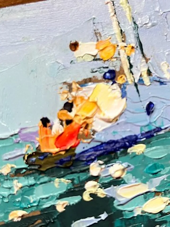 California Painting Boat Artwork Impasto Oil Paintings
