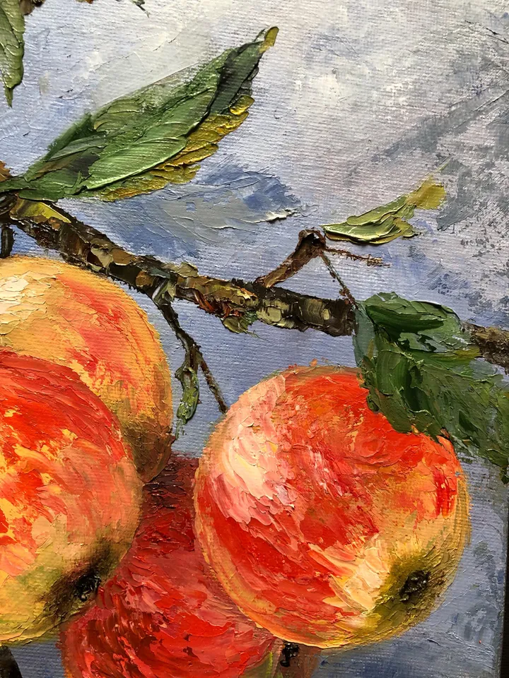 Apples Oil Painting Original Fruits Painting Kitchen Still Life