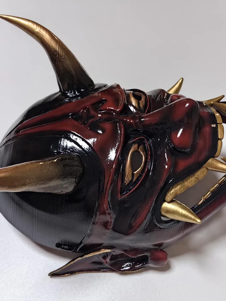 Hannya Mask, Traditional Japanese Hannya Mask, red oni mask, tengu mask, kabuki mask, japanese demon mask, japanese theater, demon mask