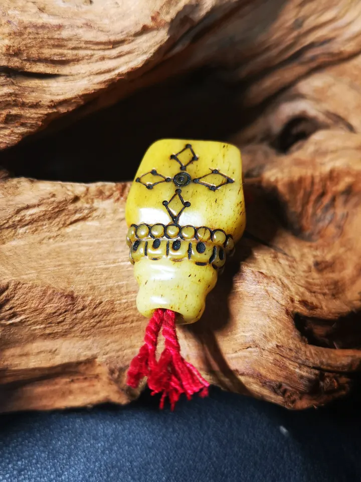 Gandhanra Tibetan Yak Bone Carved Guru Bead,T-drilled 3-Hole Prayer Bead,Mala Bead,Connector Bead for Buddhist Bead Accessories