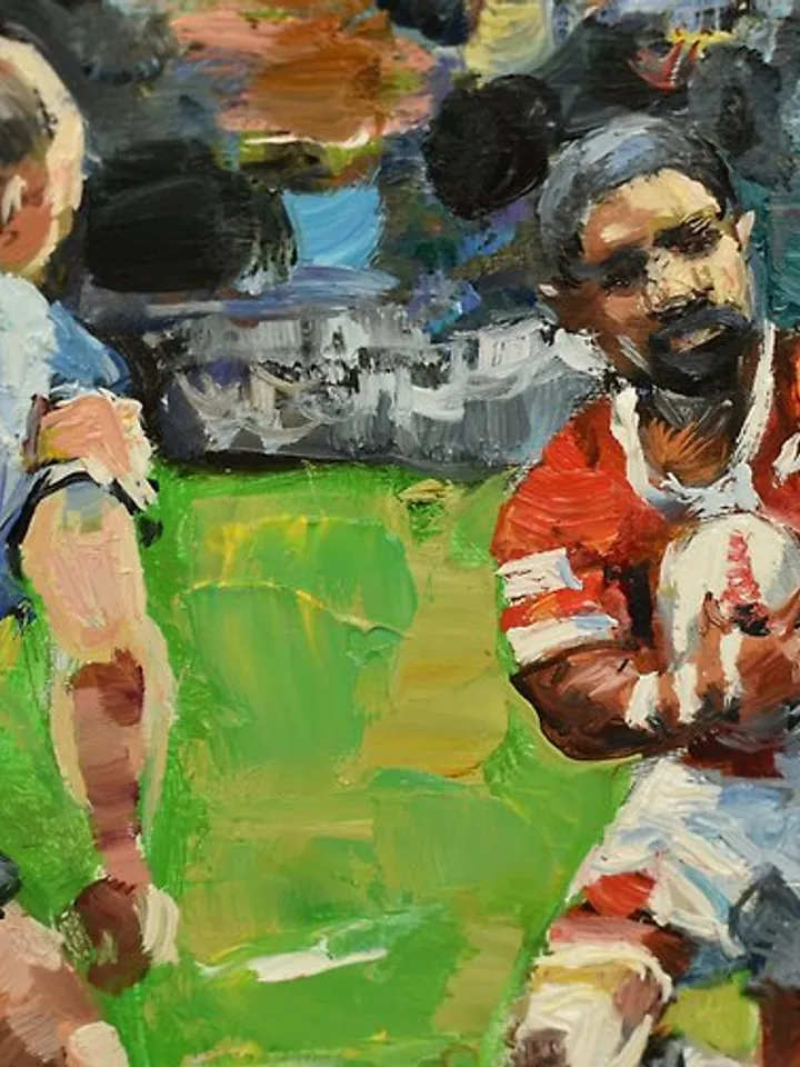 Rugby American Football Original Painting Oil Artwork Small Wall Art