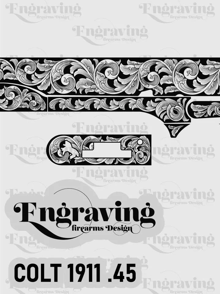 Colt1911 .45 Scroll Svg | Vector File Bundle for Laser Engraving Svg