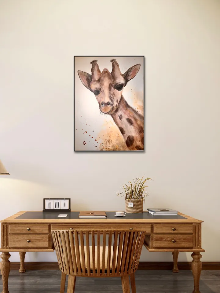 Giraffe original watercolour painting on watercolour paper,kid s room decoration,animals wall art,gift.