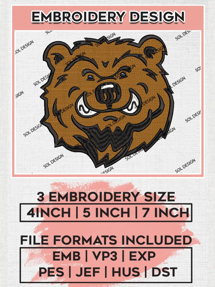 UCLA Bruins NCAA Football Team Head Mascot Logo Embroidery Design Files, NCAA UCLA Bruins Machine Embroidery, NCAA Teams, 3 sizes, NCAA Machine embroidery designs, Digital Download