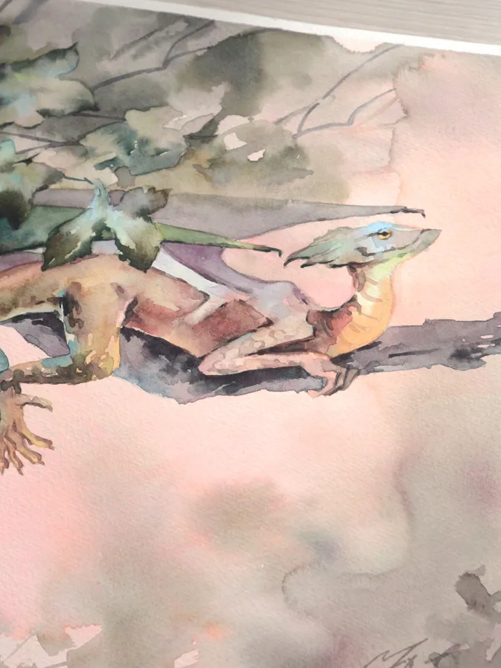 Original fantasy art Dragon painting Guardian of the Silver Poplar by Yulia Evsyukova