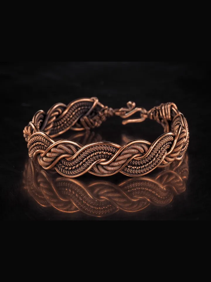 Handmade copper bracelet Unique wire wrapped metal bangle Antique style jewelry