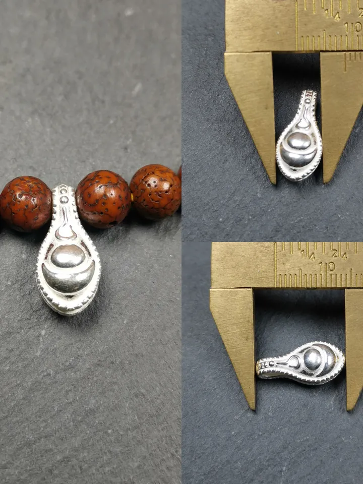 Gandhanra Handmade Tibetan Buddhist Mala Counter Clips,Bum Counter Clip for Prayer Beads,Made of Sterling silver