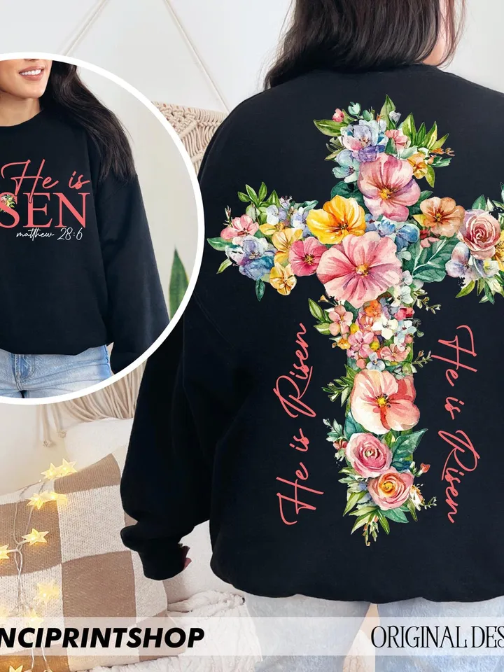 He is risen png, Easter png, Easter Floral Png, Christian Easter Png, True Easter PNG, Christian religious Bible verse png, Jesus Christ png