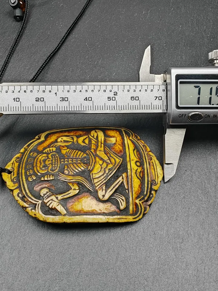 Authentic Citipati Master Kapala Pendant,Gandhanra Old Tibetan Amulet,Protective Charm,Spiritual Necklace,72mm × 58mm