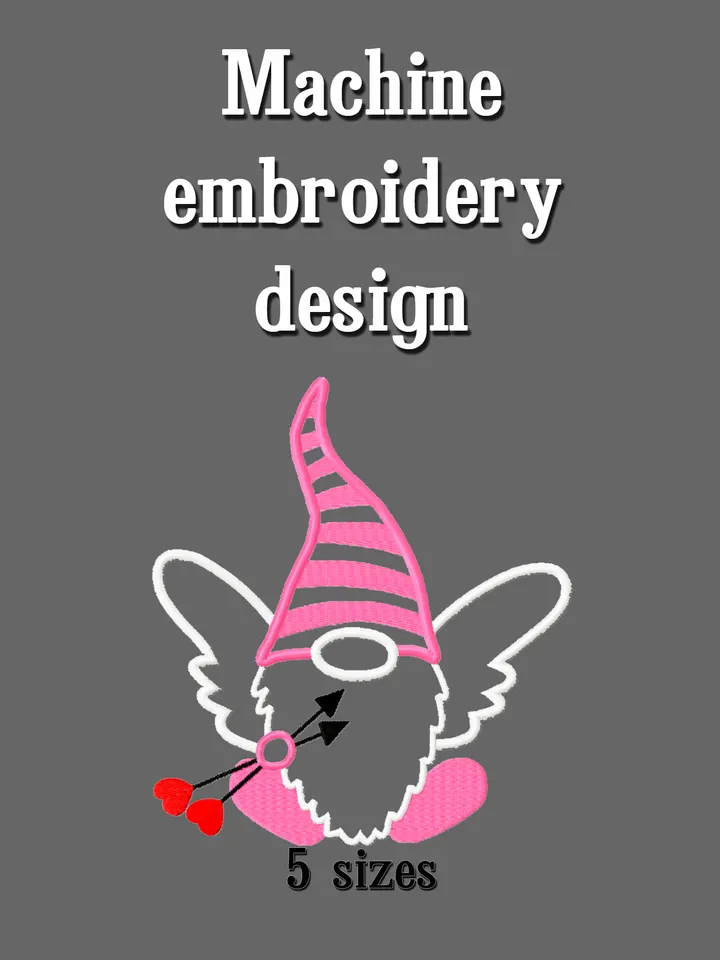 Gnome embroidery design. Embroidery designs trendy. Valentines day embroidery designs. Digital download