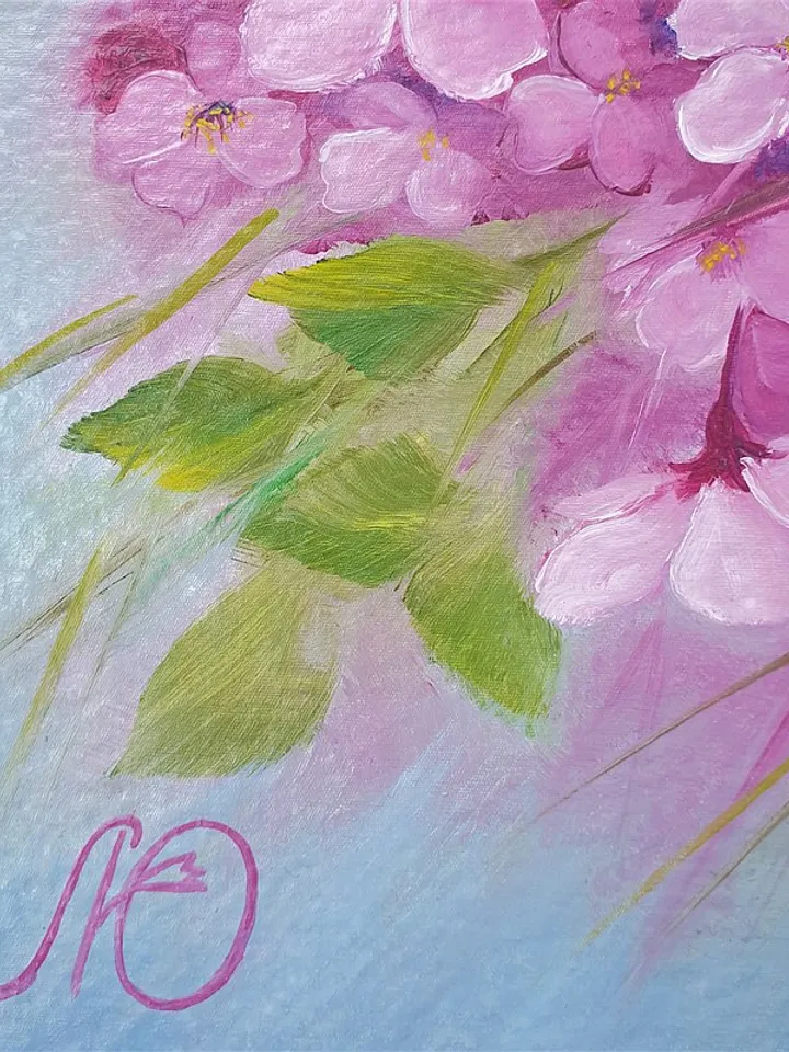 Bird Painting Cherry Blossom Original Art Animal Wall Art Spring Oil Painting