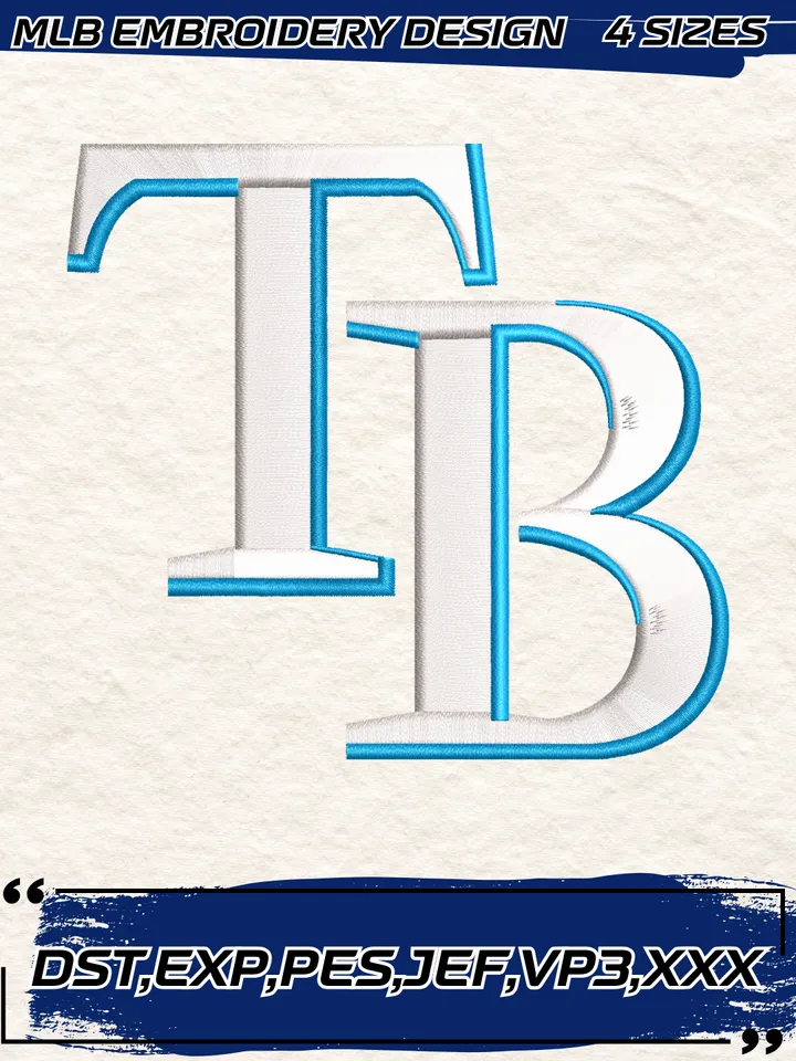 Tampa Bay Rays Cap Logo Embroidery Design,MLB Embroidery Design,Machine Embroidery Design File,4 Sizes, Digital Download