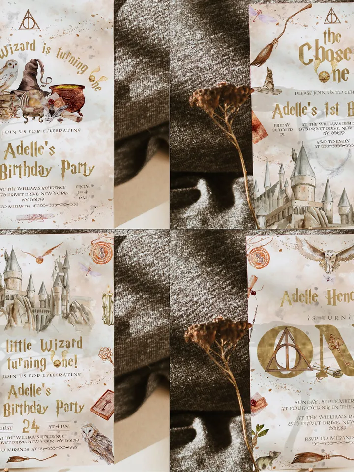 The Chosen One Big Bundle; Wizard Birthday Party Bundle Templates; Magic School Birthday Party Template; Editable Wizard Party Template; W7