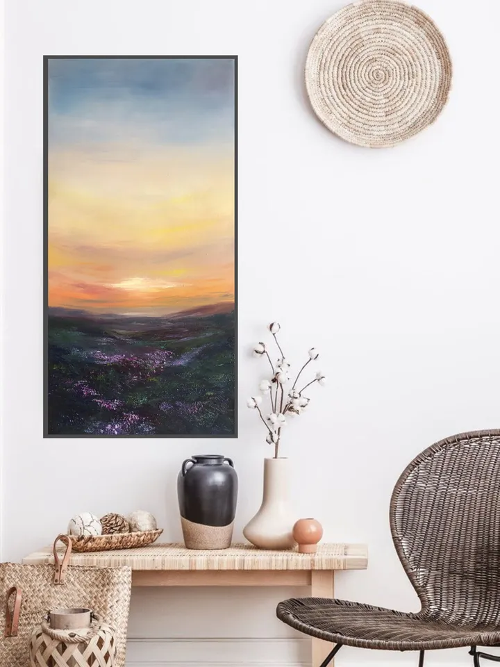 Abstract Painting Original Landscape Oil Painting Sunset Painting Meadow Painting