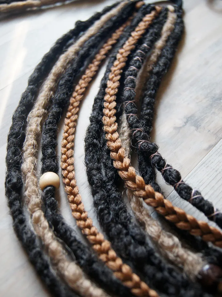 Dreads on hairband Ponytail Crochet brown blonde ginger synthetic dreadlock extensions with braids Boho earthy forest hair 24 inches