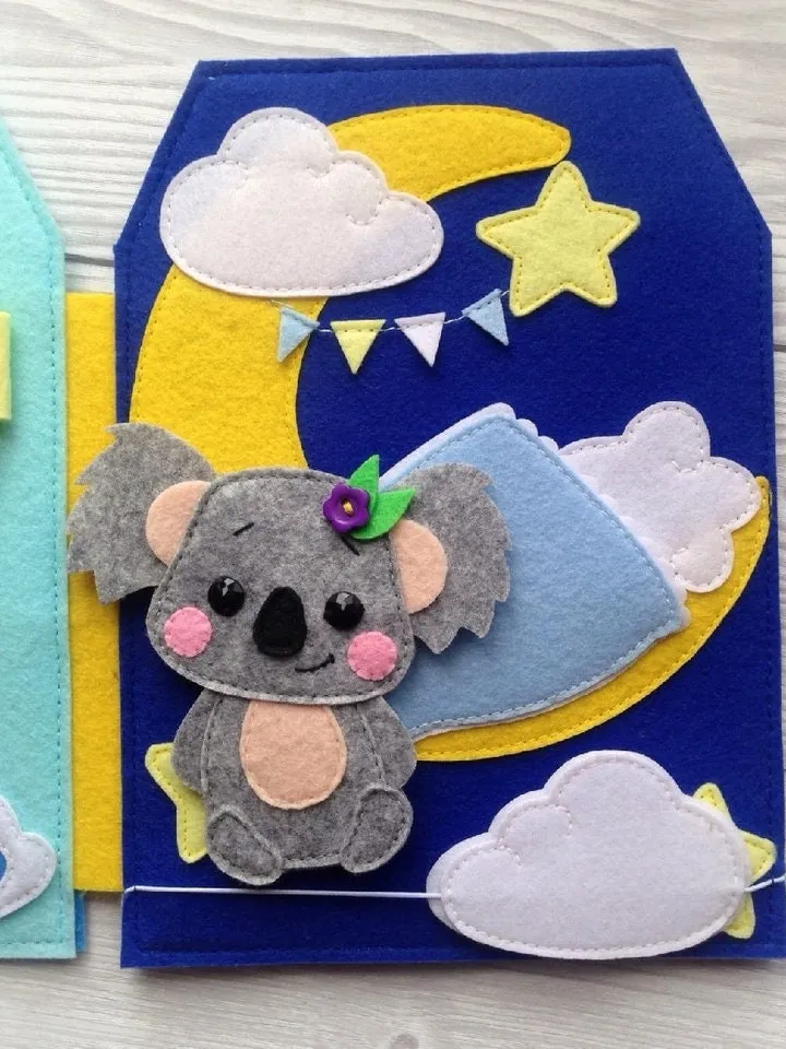 Koala Quiet book Pattern PDF, Felt activity book pattern, Baby Soft book template, Quiet book sewing ideas for toddler