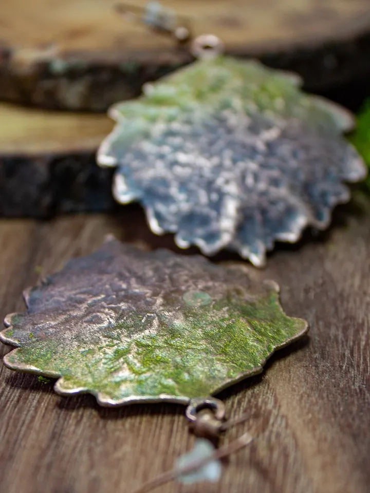 Set Aspen leaf pendant and earrings, real copper leaves, real aspen leaf, Nature Lover, Electroforming, Gift for wife