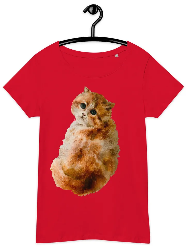 Ginger cat Women’s basic organic t-shirt made with my original design,animals t shirts,cat lovers gifts