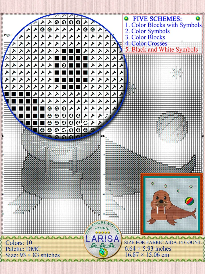 Walrus Cross Stitch Pattern | Playful Walrus Cub Design