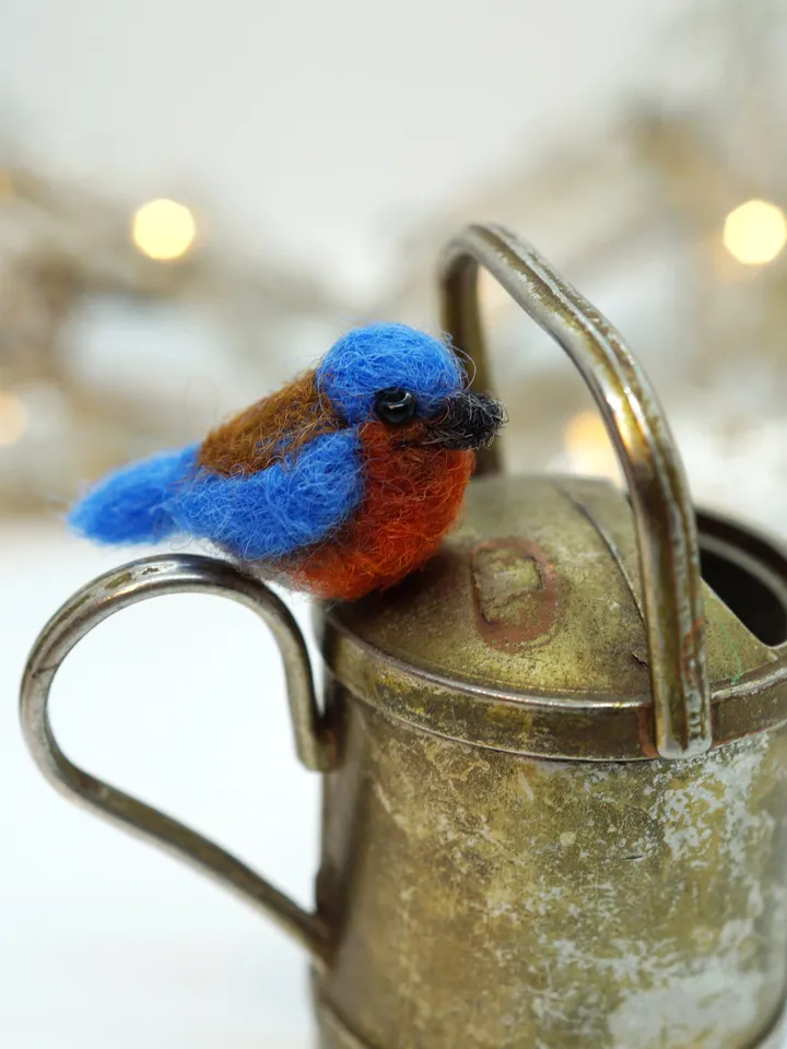 Tiny needle felted bluebird, miniature bird, made to order