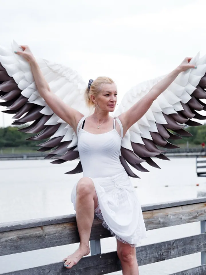 Bridal White Wings costume, Wedding Angel Wings, Cosplay costume, Maternity Pregnancy photoshoot, Stork wings dance