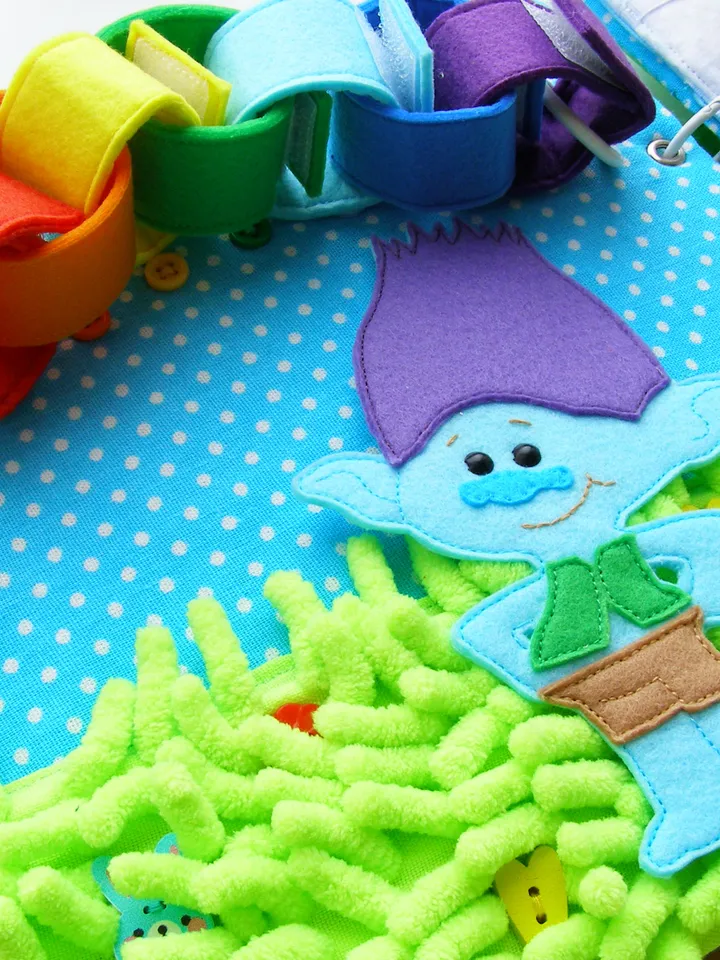 Quiet book page, Branch the Troll, PDF sewing pattern, SVG files