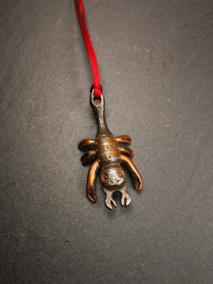 Gandhanra Handmade Tibetan Amulet,Scorpion Guru of Padmasambhava, Buddhist Scorpion Totem Pendant, Made of Cold Iron,2.28&quot;