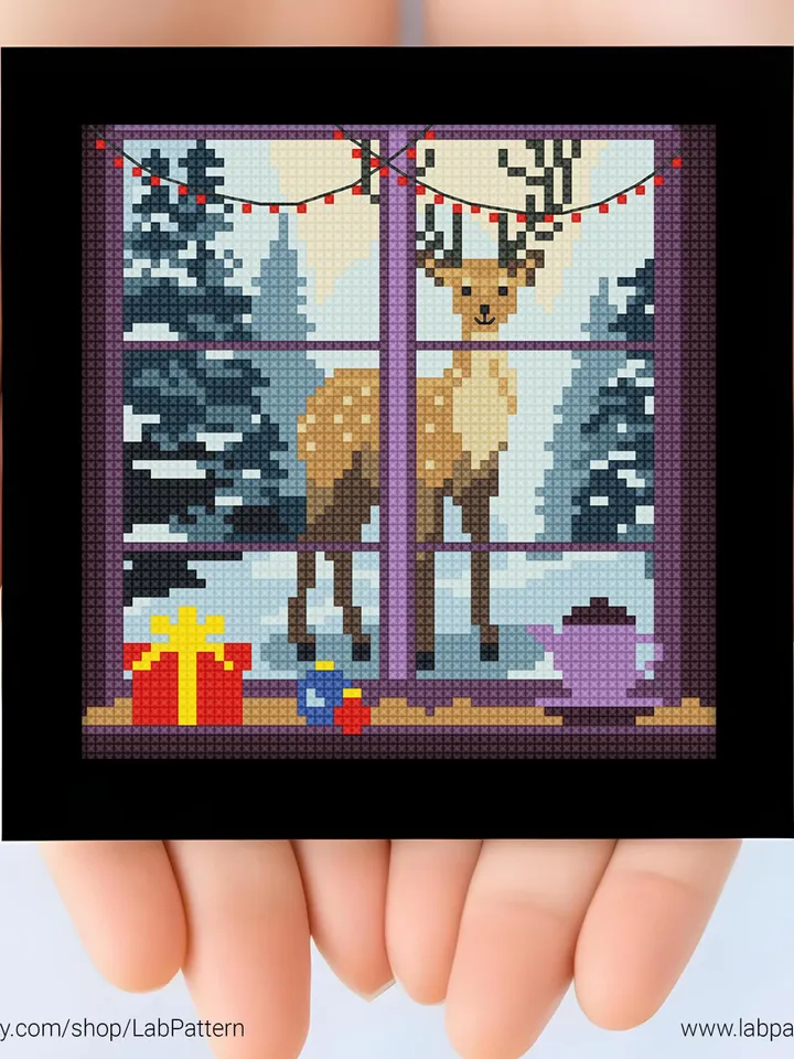 Christmas Bundle 3 mini Cross stitch patterns, contemporary New Year, Winter, beginner counted, modern, gift DIY, embroidery, instant PDF