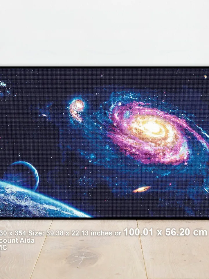 Galaxy cross stitch pattern PDF download Fantasy space cross stitch chart, Starry night sky, Nebula planet cross stitch, Solar system #L65