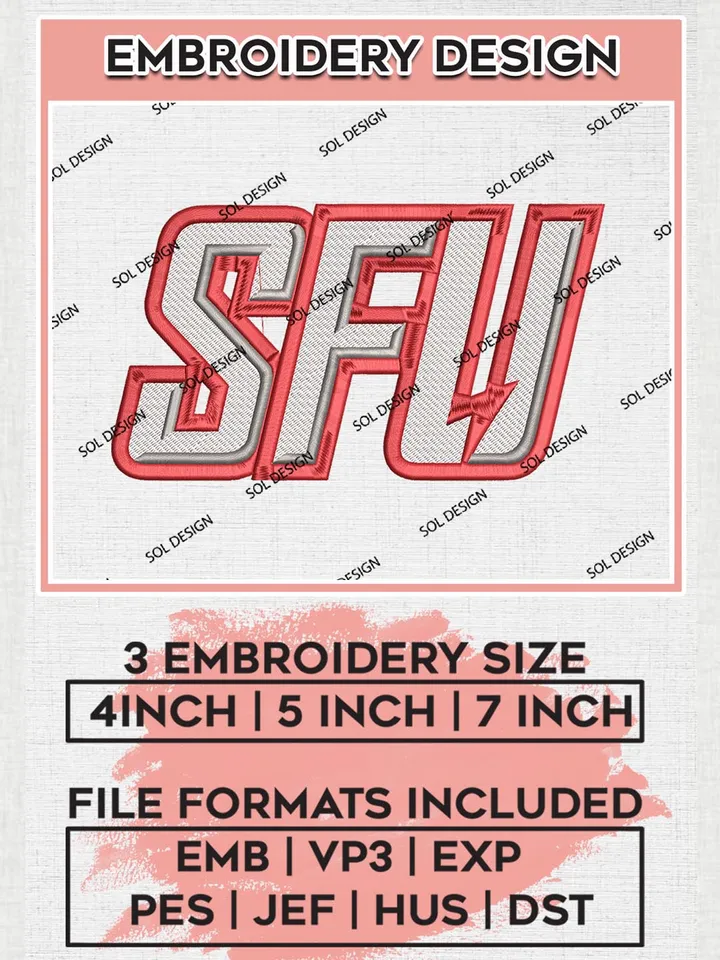 NCAA SFU Team Logo Machine Embroidery Design, NCAA St Francis PA Red Flash Team Design Design files, NCAA Team Embroidery Designs, NCAA Machine Embroidery Designs, Digital Download