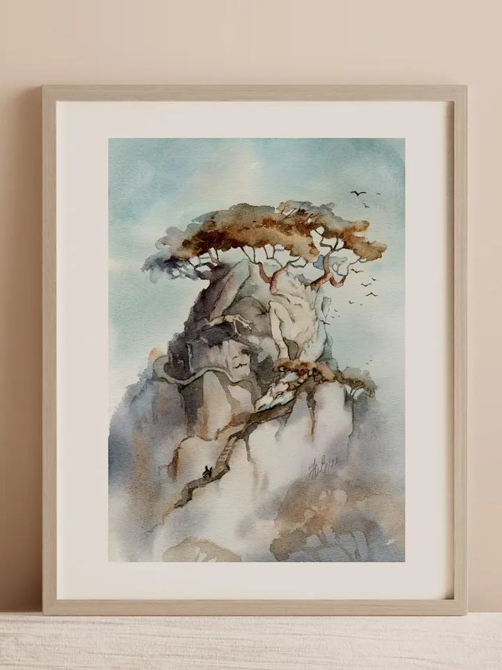 Dragon Mountain Fantasy painting Original art by Yulia Evsyukova