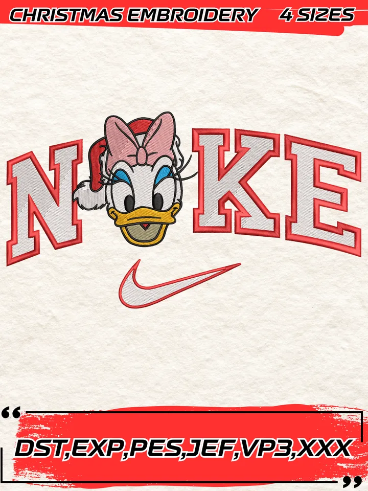Swoosh Donald Daisy Santa Embroidery Design,Christmas Embroidery Design,4 Sizes,Digital Download