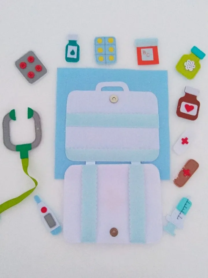 Doctor Quiet book Pattern , Felt book pattern pdf, Soft sensory book template, Busy book sewing ideas for kids 2, 3, 4 year old