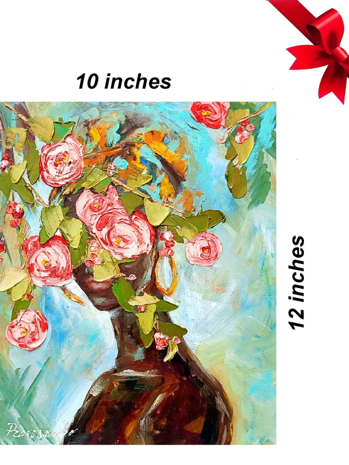 African Queen Painting Woman Original Art African American Oil Painting Portrait Artwork 12 by 10