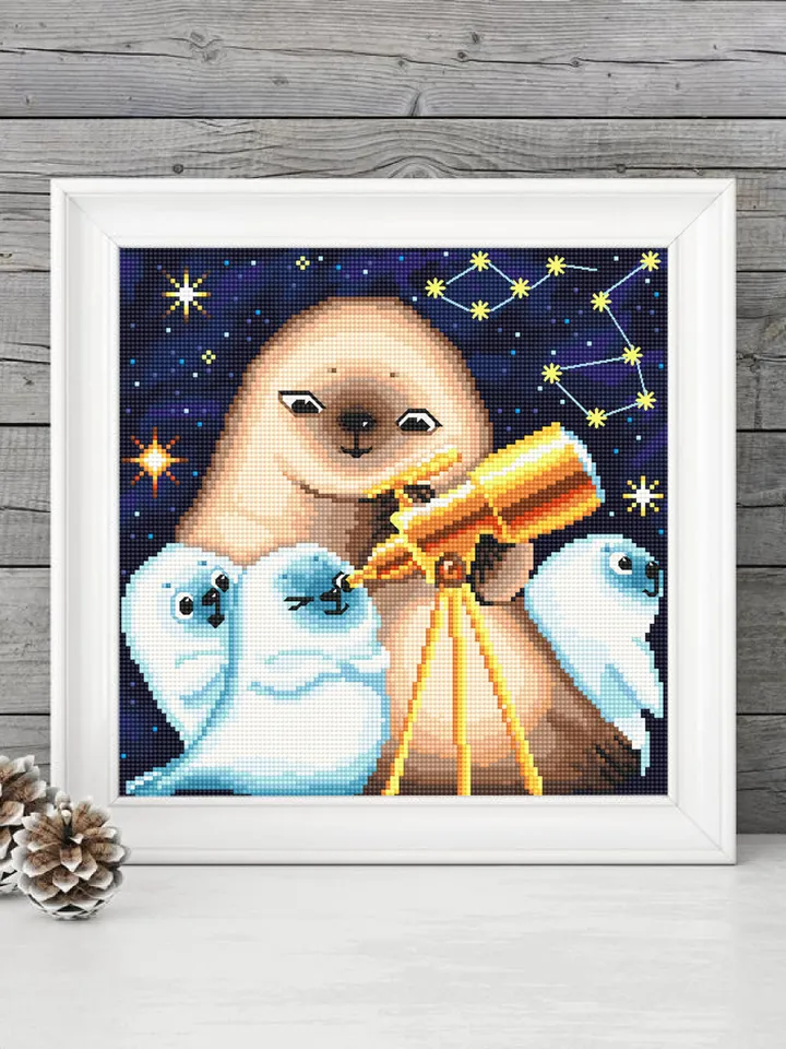 Cute animals cross stitch pattern download PDF Funny seals cross stitch chart, Space embroidery PDF Zodiac cross stitch Baby room decor #K12