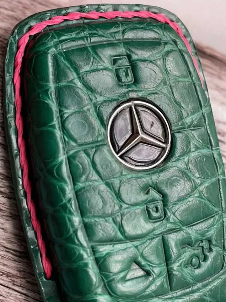 Mercedes-Benz, handmade keyfob cover, crocodile skin, Italian leather